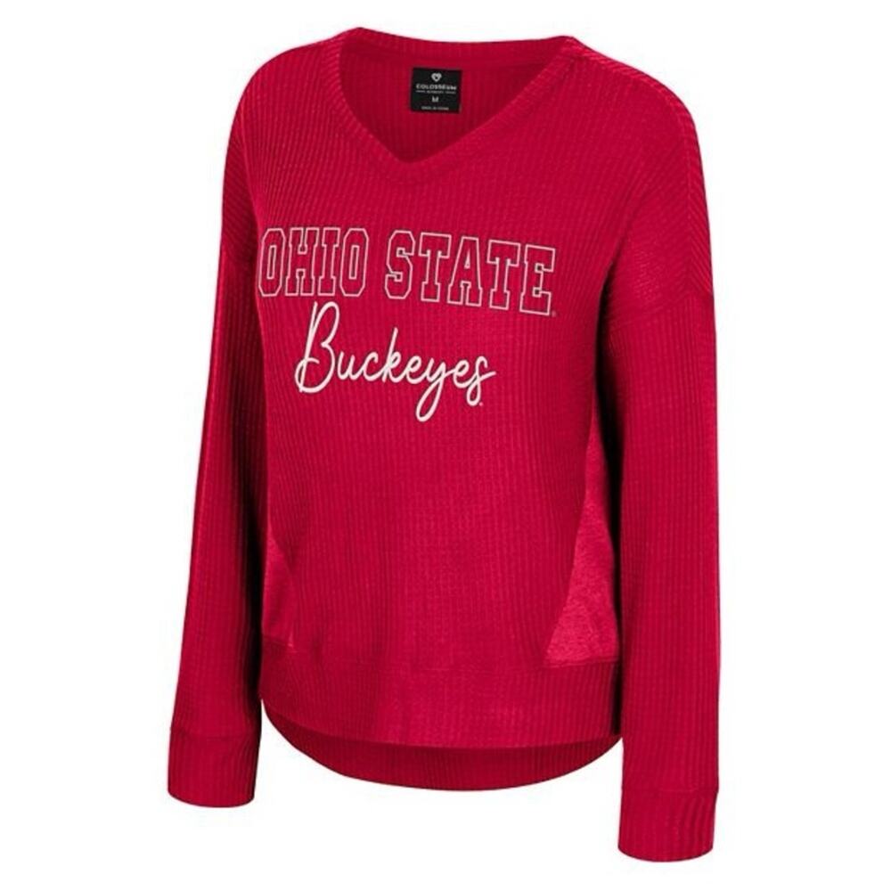 Colosseum Red V-Neck Ohio State Sweater
